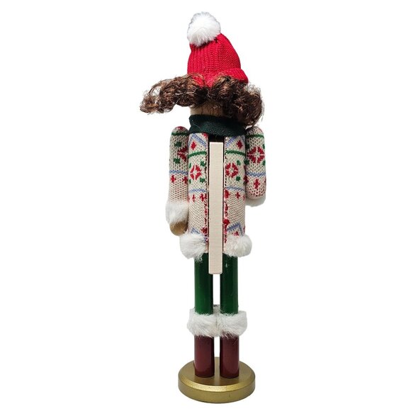 Brunette Holiday Hot Cocoa Lady 16" Christmas Nutcracker - Picture 4 of 5